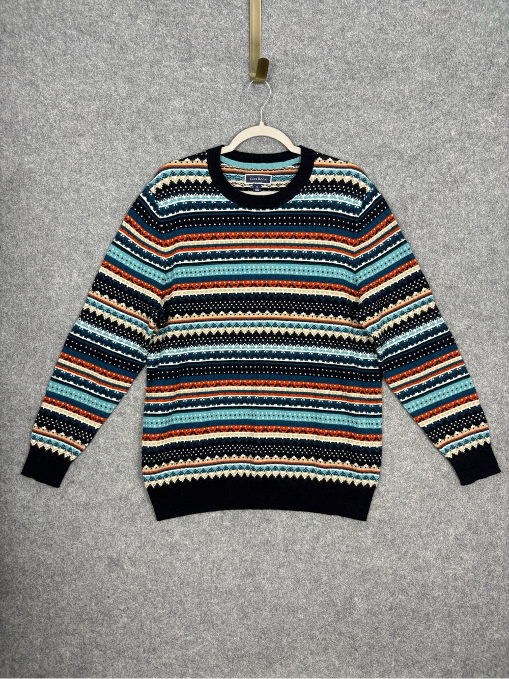 Club Room Merino Wool Fair Isle Crewneck Sweater Men’s XL